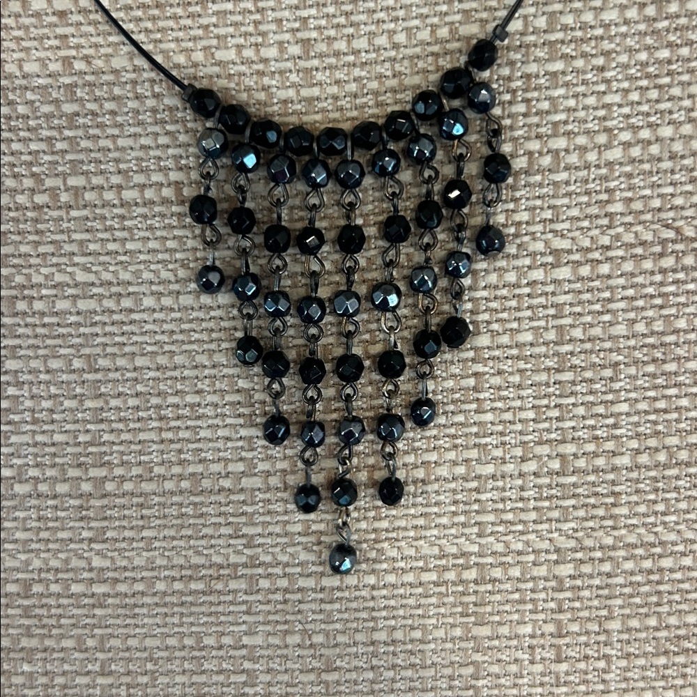 Elegant Black Oil Slick Beaded Necklace View 2